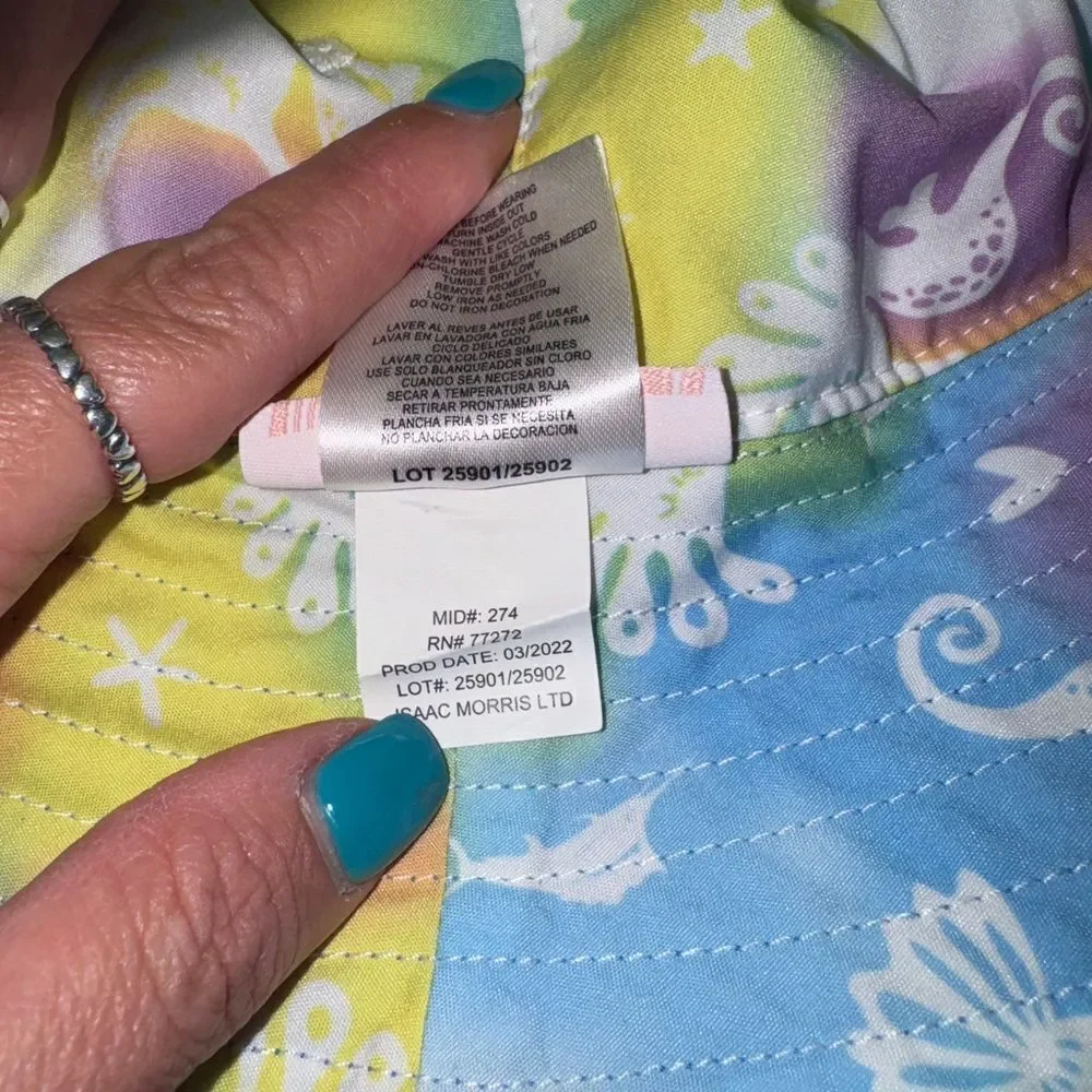 Tommy Bahama Seahorse Reversible Swim Summer Bucket Hat Girls Adjustable 2T-4T